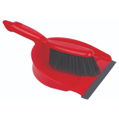 Plastic Dustpan & Soft Brush Set in Red