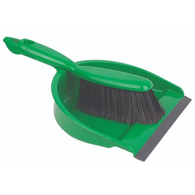 Plastic Dustpan & Soft Brush Set in Green