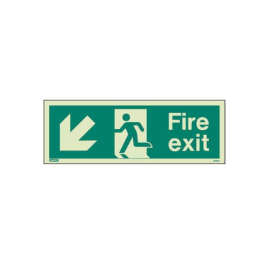 Photoluminescent Down Left Fire Exit Sign
