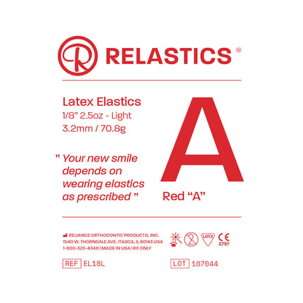 Patient Elastics Latex Relastics 1/8" / 3.2mm  Light 2.5oz  RED A 