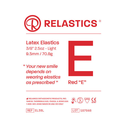 Patient Elastics Latex Relastics 3/8" / 9.5mm  Light 2.5oz  RED E 