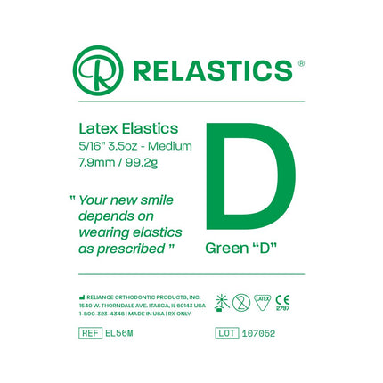Patient Elastics Latex Relastics 5/16" / 7.9mm  Medium 3.5oz  GREEN D 