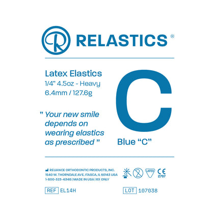 Patient Elastics Latex Relastics 1/4" / 6.4mm  Heavy 4.5oz  BLUE C 