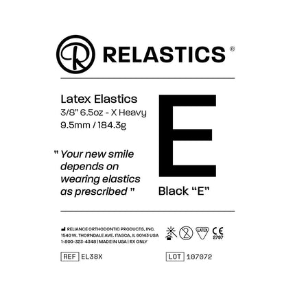 Patient Elastics Latex Relastics 3/8" / 9.5mm  X-Heavy 6.5oz  BLACK E 