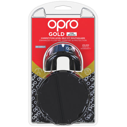 Opro Self-Fit GEN3 Gold Braces - Black/Pearl Mouthguard 