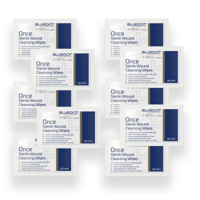 Blue Dot Once Sterile Saline Wipes (Bag 10)