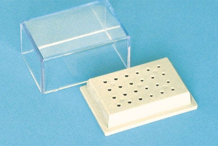 Plastic Bur Stand with Lid 24 Holes Grey - RA 
