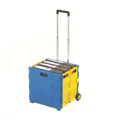 Travel Folding Box Trucks 2 Wheels A4 File Holder- Blue/Yellow