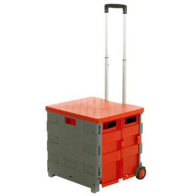 Travel Folding Box Trucks 2 Wheels A4 File Holder- Grey/Red