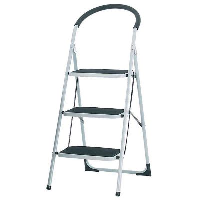 White Folding Step Ladder With 3 Treads Soft Grip Handle