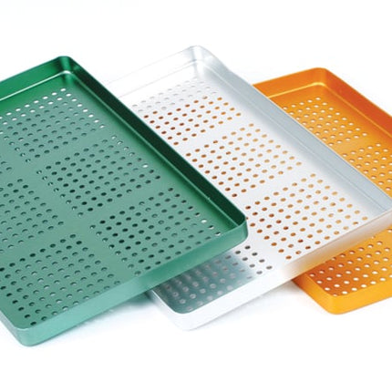 Aluminium Instrument Tray Perforated Green 