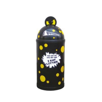 Monster 42L Litter Bin in Black with Ground Fixing Bolts