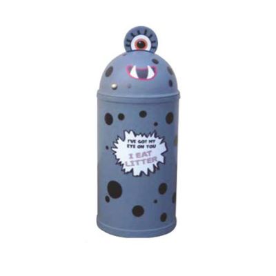 Monster 42L Litter Bin in Grey with Ground Fixing Bolts