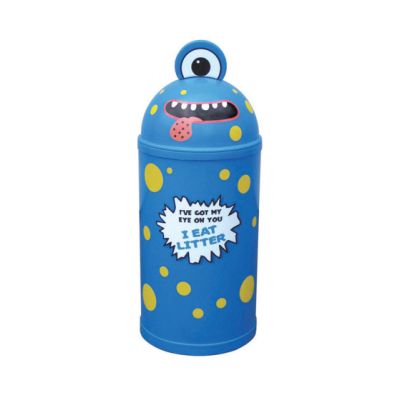 Monster 42L Litter Bin in Light Blue with Ground Fixing Bolts