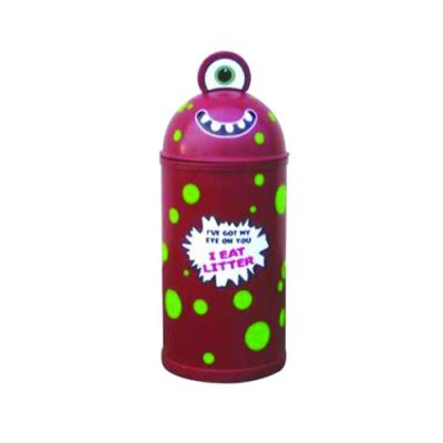 Monster 42L Litter Bin in Maroon with Ground Fixing Bolts