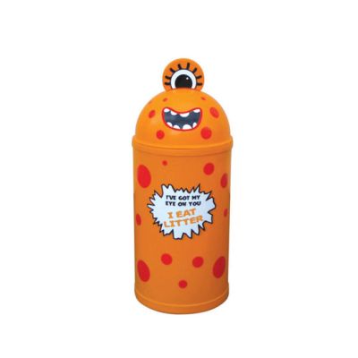 Monster 42L Litter Bin in Orange with Ground Fixing Bolts