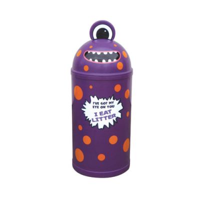 Monster 42L Litter Bin in Purple with Ground Fixing Bolts
