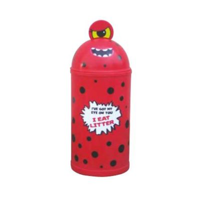 Monster 42L Litter Bin in Red with Ground Fixing Bolts