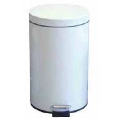 12 Litre White Steel Pedal Bin With Plastic Liner