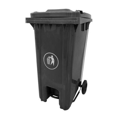 120 Litre Pedal Operated Wheeled Bin - Dark Grey