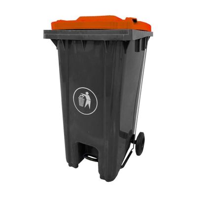 120 Litre Pedal Operated Wheeled Bin - Red