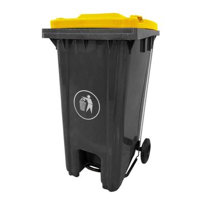 240 Litre Pedal Operated Wheeled Bin - Yellow