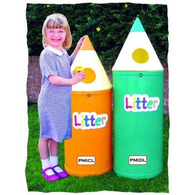 Single 52 Litre Midi Pencil Bin with Litter Lettering in Red