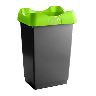 30L Recycling Bin with Lime Green Lids