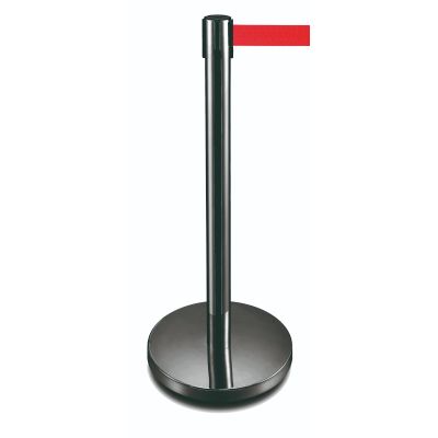 Black Post Retractable Belt Barrier | Red | 2 Meter