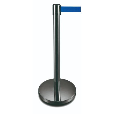 Black Post Retractable Belt Barrier | Blue | 2 Meter