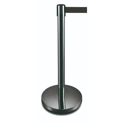 Black Post Retractable Belt Barrier | Black| 2 Meter