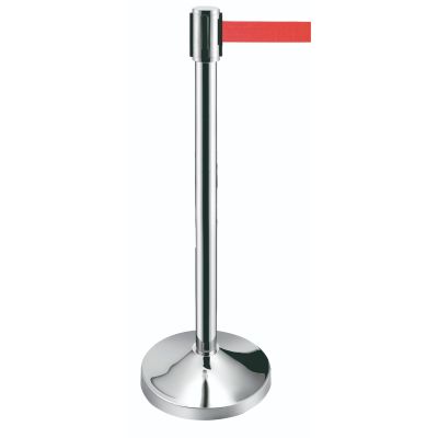 Stainless Steel Post Retractable Belt Barrier | Red | 2 Meter