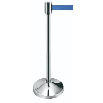 Stainless Steel Post Retractable Belt Barrier | Blue| 2 Meter