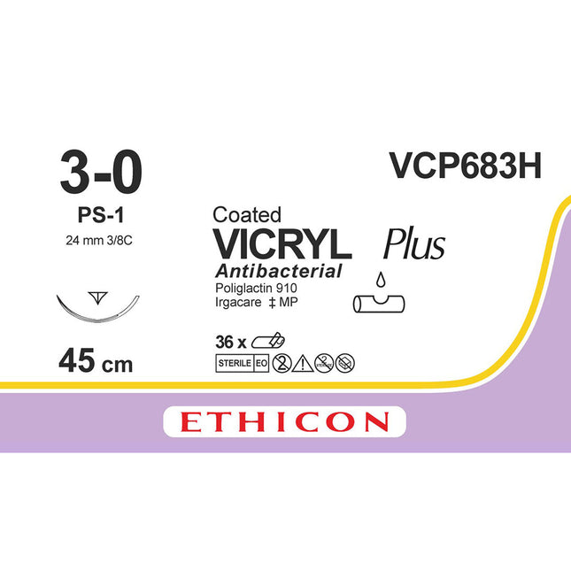 VICRYL Plus Suture VCP683H Gauge 3-0, Length 45cm 