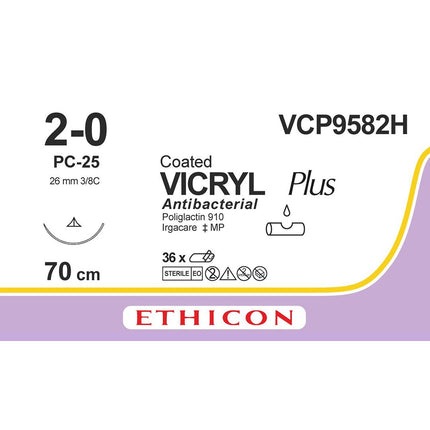 VICRYL Plus Suture VCP9582H Gauge 2-0, Length 70cm 