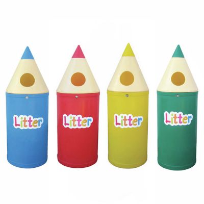 Pack of 4 42 Litre Pencil Bin with Litter Lettering
