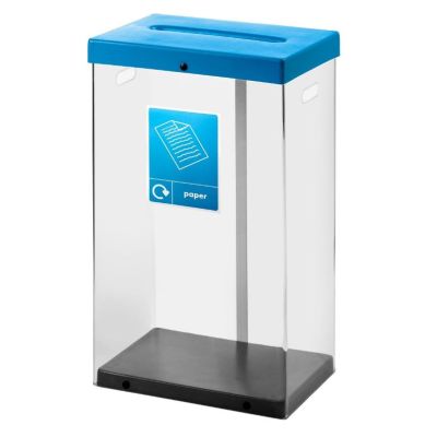 60L Clear Body Recycle Bin Blue Paper Sticker