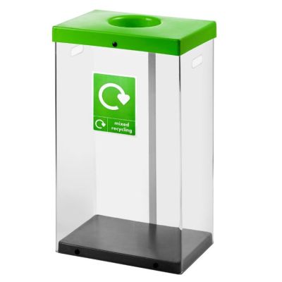 60L Clear Body Recycle Bin Lime Mixed Recycling Sticker