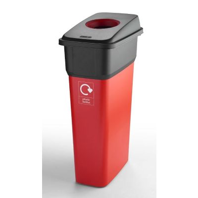 70L Slim Look Recycling Bin in IML Finish - Red