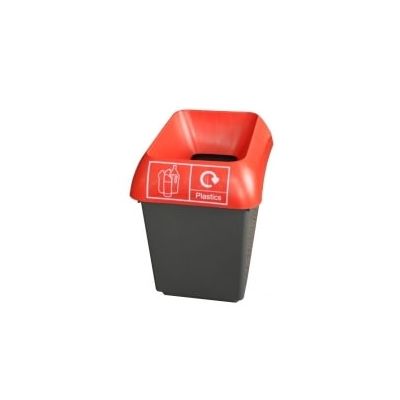 30 Litre Recycling Bin for Plastic with Red Lid