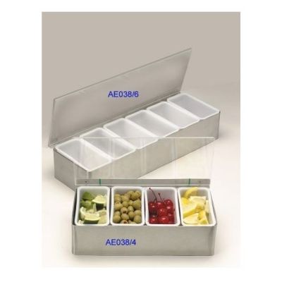 Condiment Holder with 4 Compartments in Stainless Steel