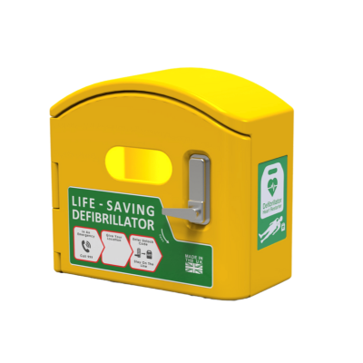 Defibcaddy Outdoor Cabinet Unlocked in Yellow