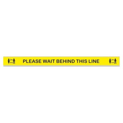 Keep Behind The Line Sign 750mm x 50mm Yellow